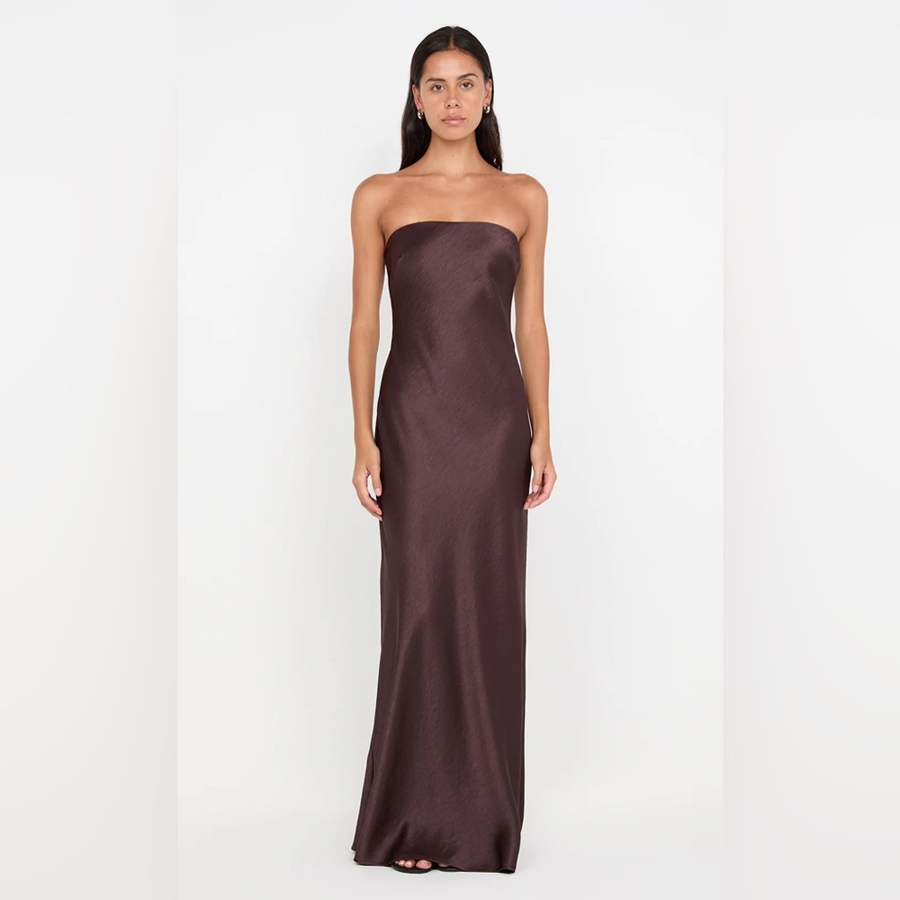 BEC + BRIDGE AUSTEN STRAPLESS MAXI DRESS DARK CHOCOLATE BROWN